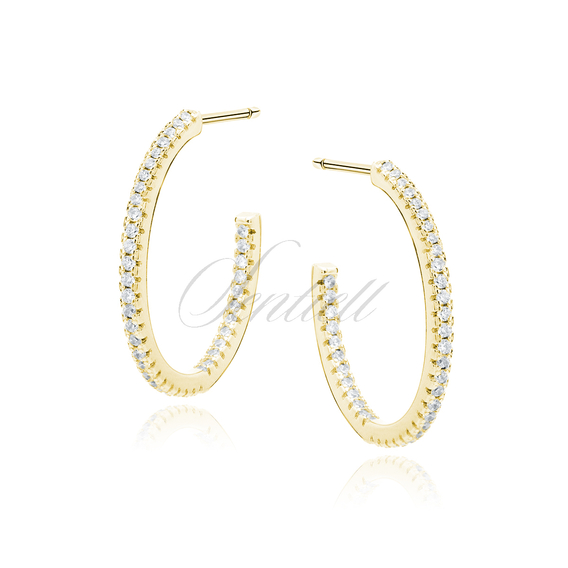 Silver (925) gold-plated earrings with white zirconias