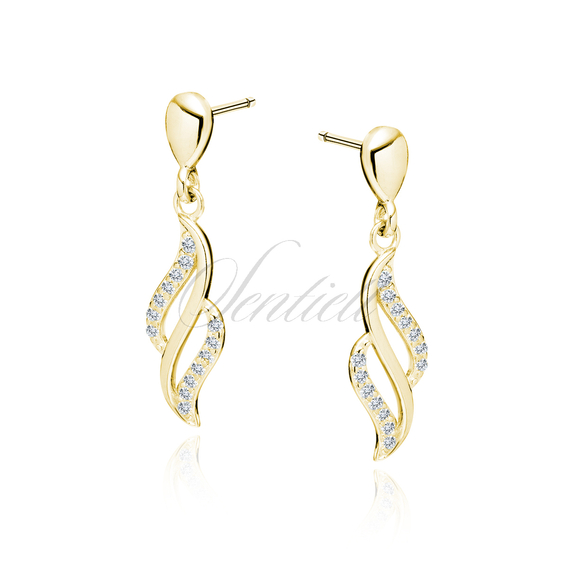 Silver (925) gold-plated earrings with white zirconias