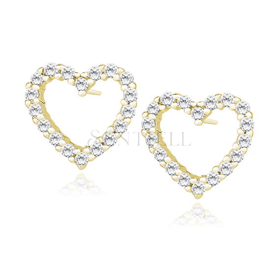 Silver (925) gold-plated earrings with zirconia - hearts