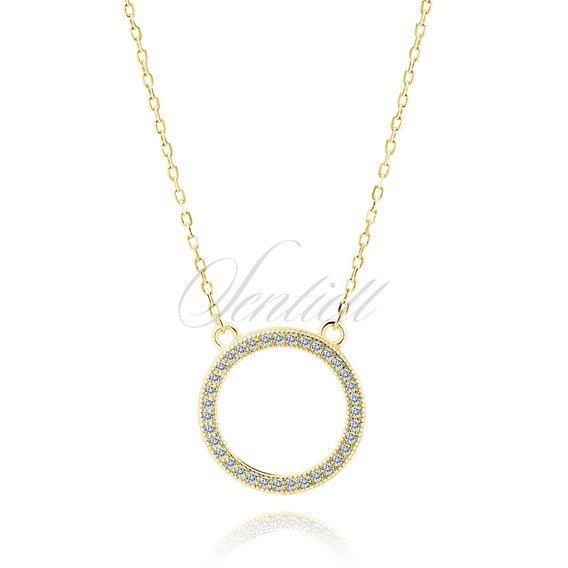 Silver (925) gold-plated necklace - circle with white zirconias