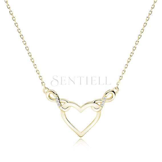 Silver (925) gold-plated necklace - heart and infinities with white zirconias