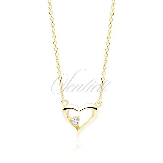 Silver (925) gold-plated necklace - heart with zirconia