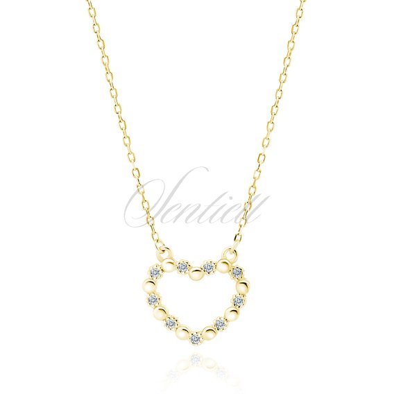 Silver (925) gold-plated necklace - heart with zirconias