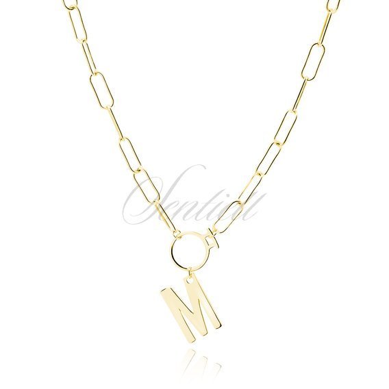 Silver (925) gold-plated necklace - letter M with circle