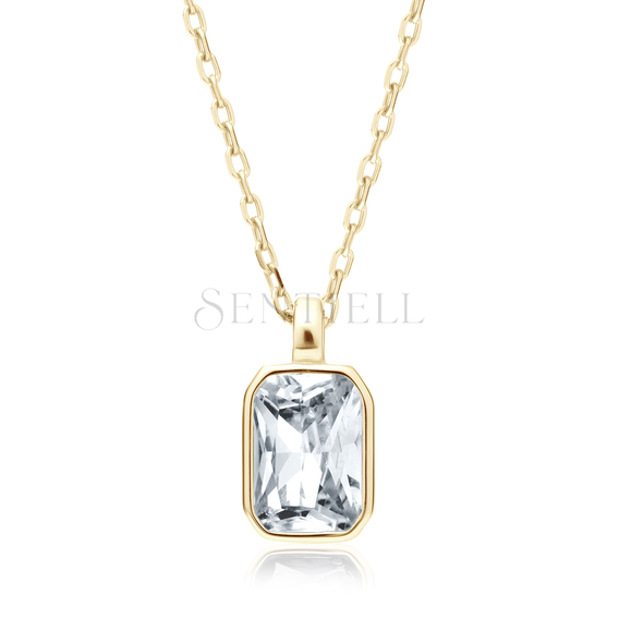 Silver (925) gold-plated necklace with white zirconia