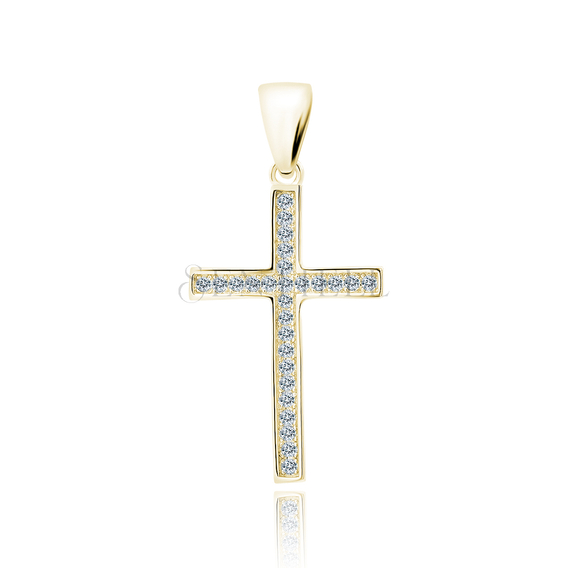 Silver (925) gold-plated pendant cross with white zirconias