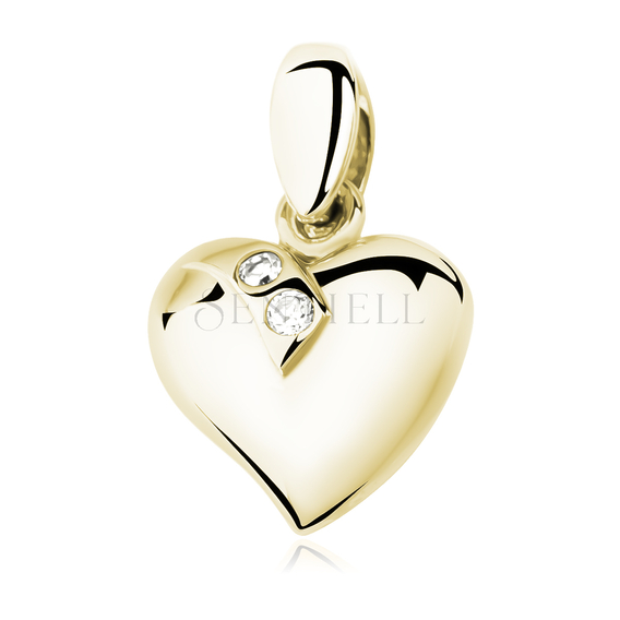 Silver (925) gold-plated pendant - heart decorated with two zirconias