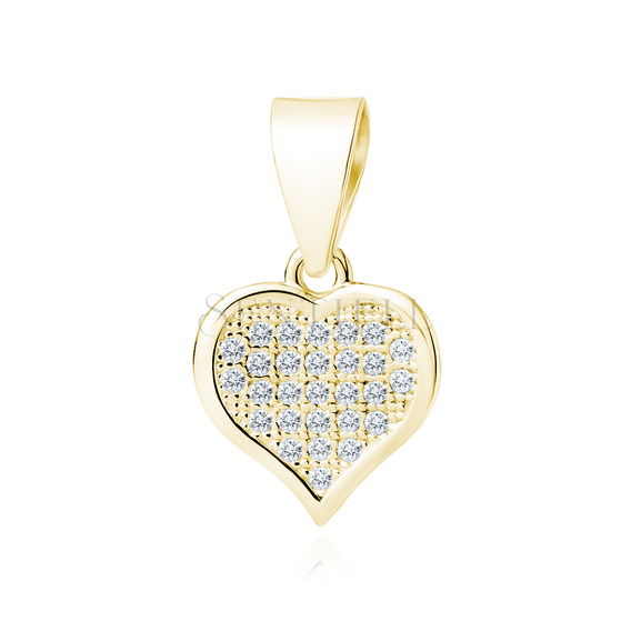 Silver (925) gold-plated pendant - heart filled with zirconias