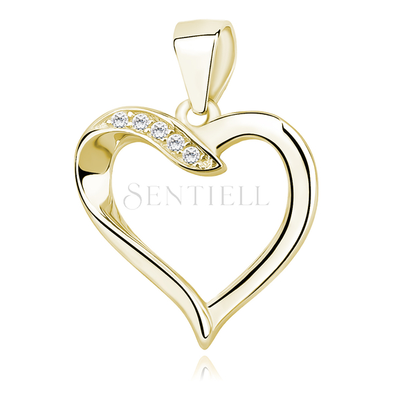 Silver (925) gold-plated pendant - heart with zirconia
