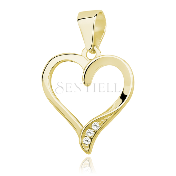 Silver (925) gold-plated pendant - heart with zirconia