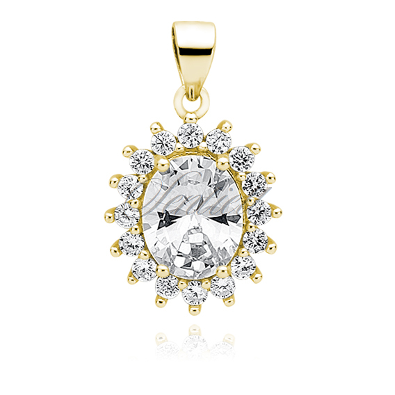 Silver (925) gold-plated pendant white zirconia