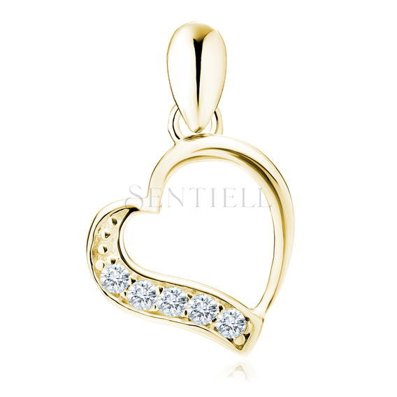 Silver (925) gold-plated pendant with white zirconia - heart