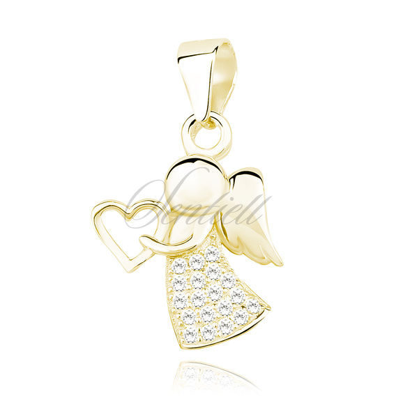 Silver (925) gold-plated pendant with white zirconias - angel