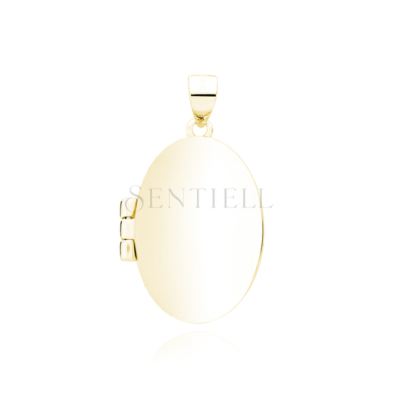 Silver (925) gold-plated polished pendant - oval shaped locket