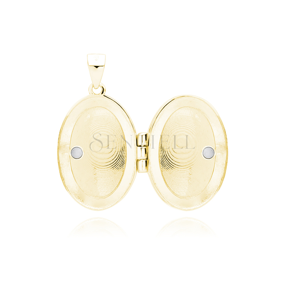 Silver (925) gold-plated polished pendant - oval shaped locket