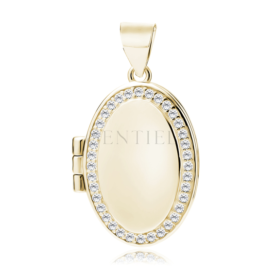 Silver (925) gold-plated polished pendant - oval shaped locket