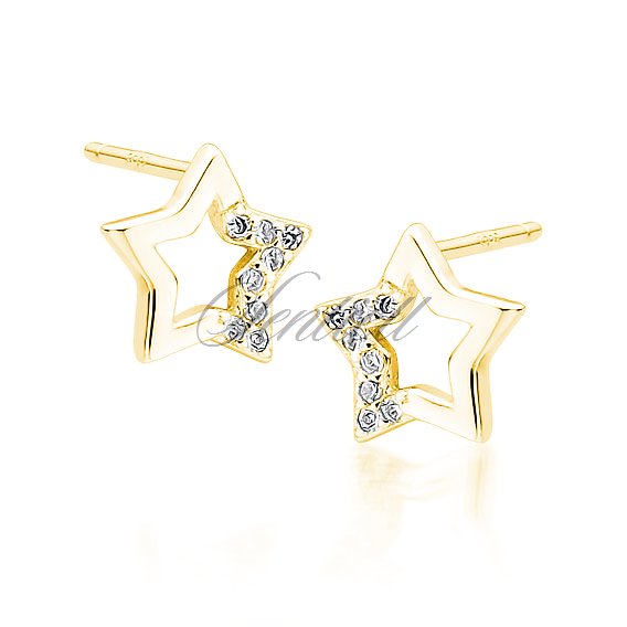 Silver (925) gold-plated star earrings with white zirconias