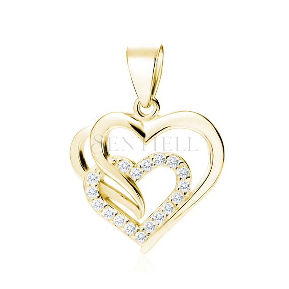 Silver (925) gold-plated triple heart pendant with white zirconia