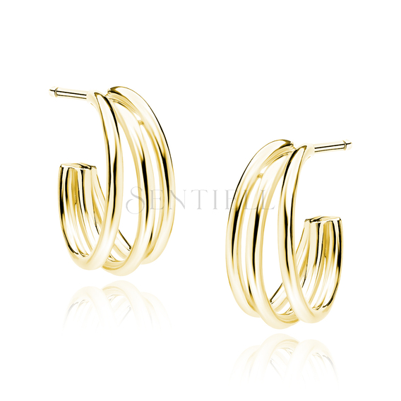 Silver (925) gold-plated triple hoop earrings