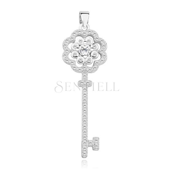 Silver (925) key pendant with zirconia 