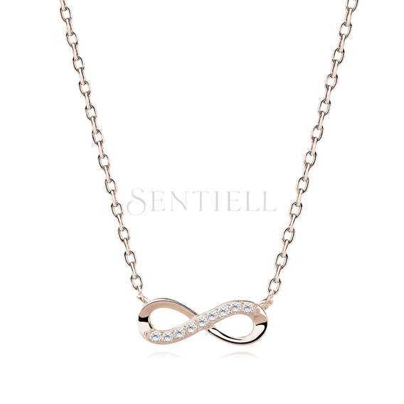 Silver (925) necklace Infinity with zirconia rose gold-plated