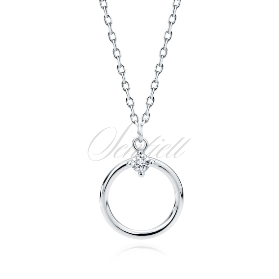 Silver (925) necklace circle with white zirconia