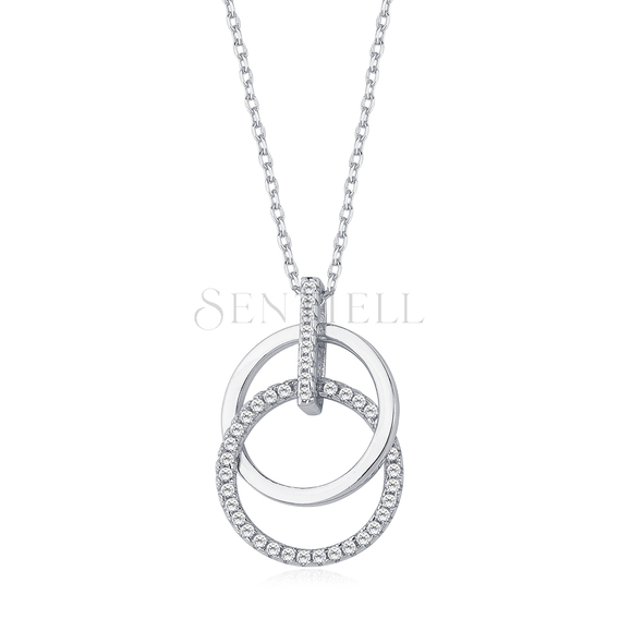 Silver (925) necklace - circles with zirconia