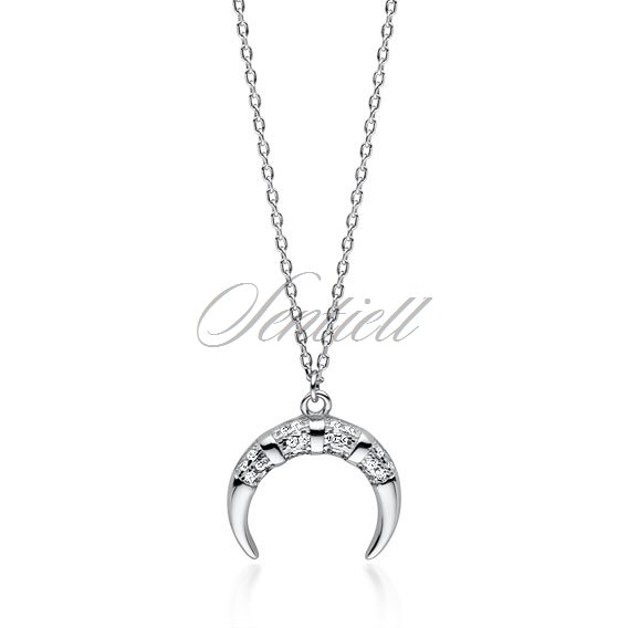 Silver(925) necklace  - crescent with zirconias