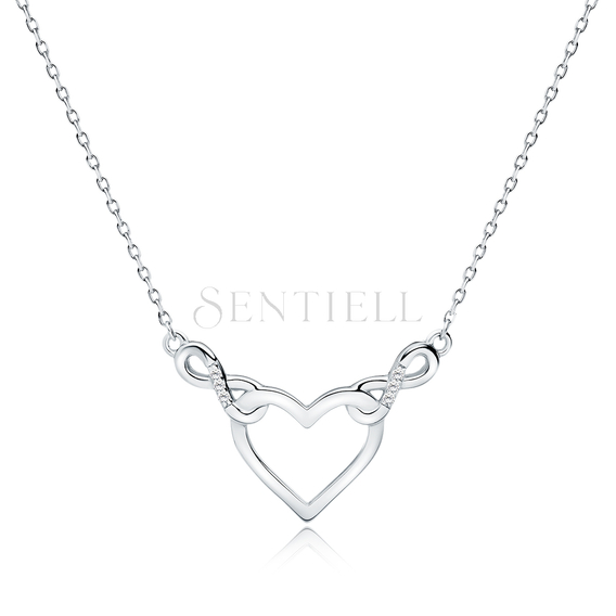 Silver (925) necklace - heart and infinities with white zirconias