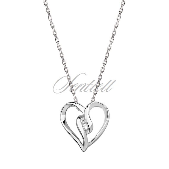 Silver (925) necklace - heart with zirconia