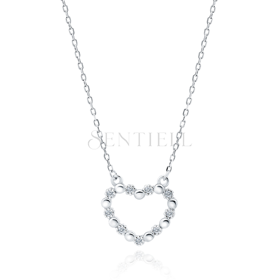 Silver (925) necklace - heart with zirconias