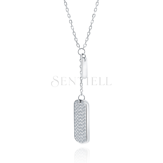 Silver (925) necklace - military tag with zirconias and badge