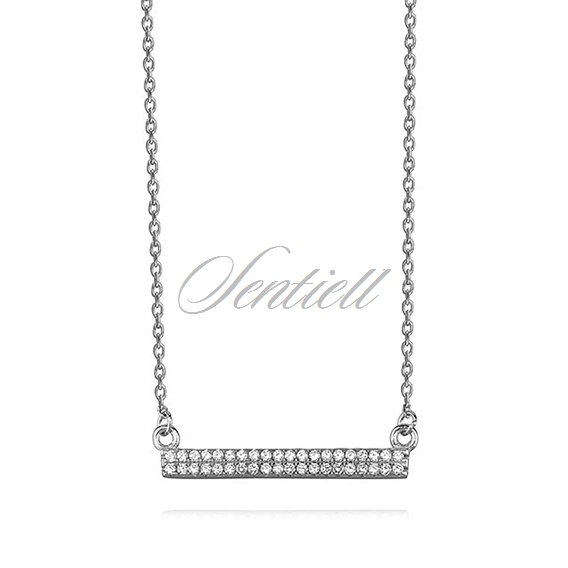 Silver (925) necklace - rectangle pendant with zirconia