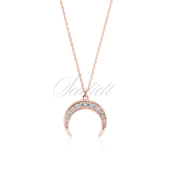 Silver (925) necklace - rose gold-plated crescent with zirconia
