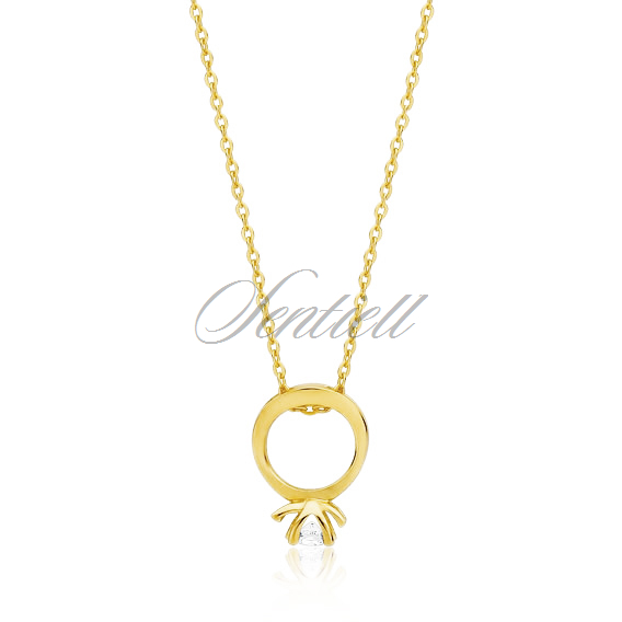 Silver (925) necklace with ring pendant - gold-plated