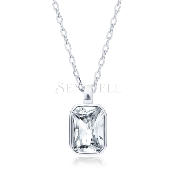 Silver (925) necklace with white zirconia