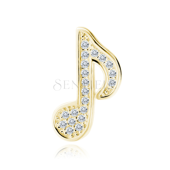 Silver (925) note pendant with zirconia - gold-plated