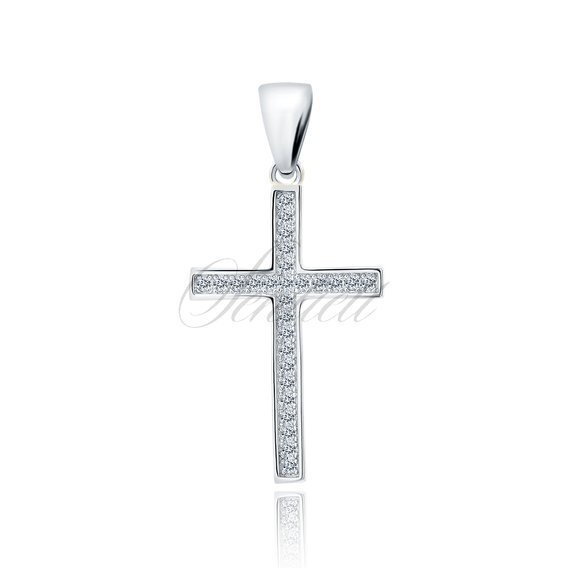 Silver (925) pendant cross with white zirconias