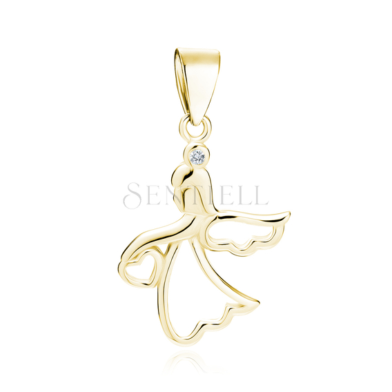 Silver (925) pendant - gold-plated angel with heart