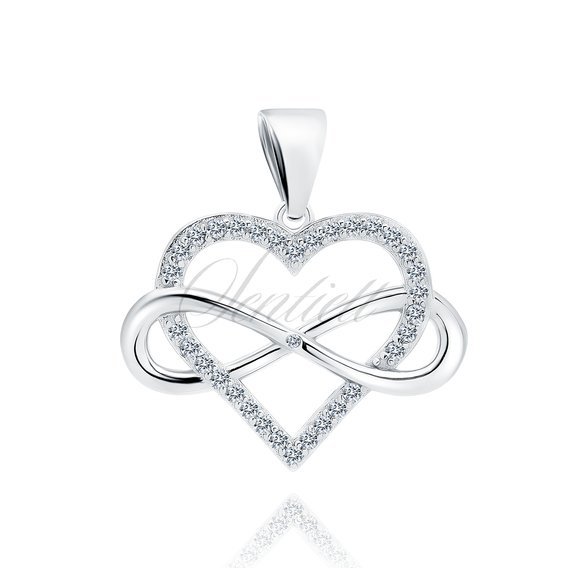 Silver (925) pendant - heart with infinity and zirconias