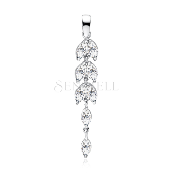Silver (925) pendant long leafs with zirconia