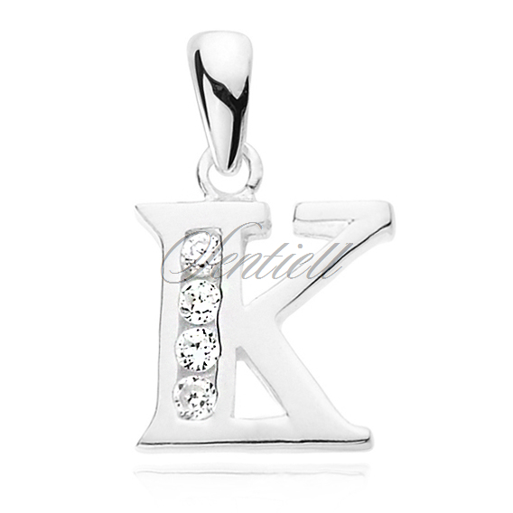 Silver (925) pendant white zirconia - letter K