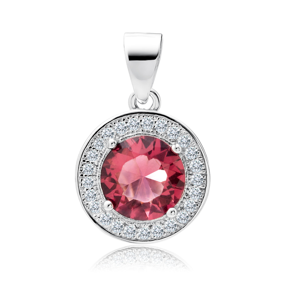 Silver (925) pendant with round ruby zirconia