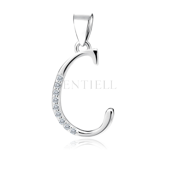 Silver (925) pendant with white zirconias - letter C