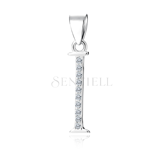 Silver (925) pendant with white zirconias - letter I
