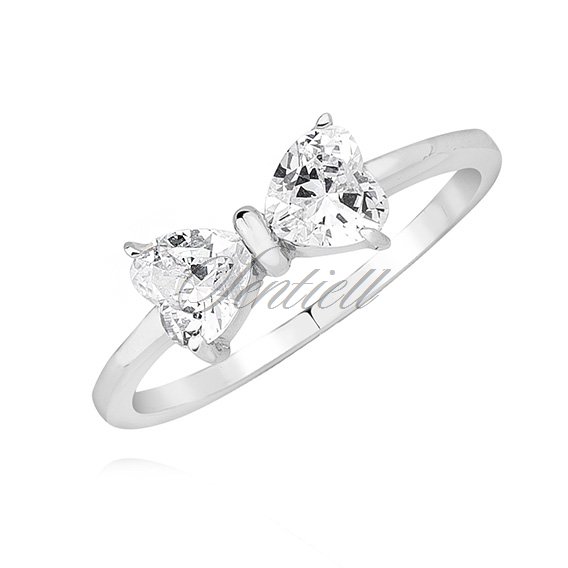 Silver (925) ring - bow with white zirconia