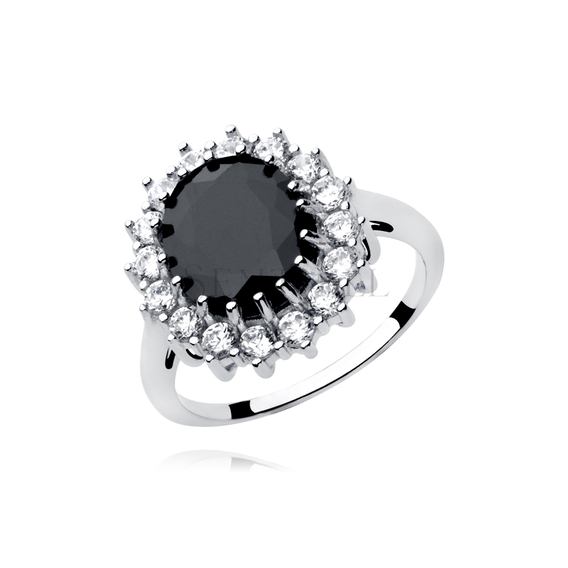 Silver (925) ring with big black zirconia