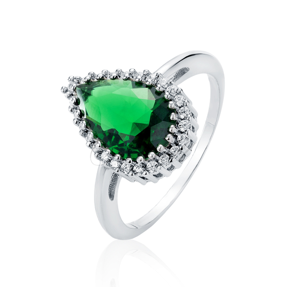Silver (925) ring with emerald zirconia