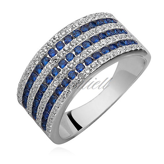 Silver (925) ring with white and sapphire zirconia