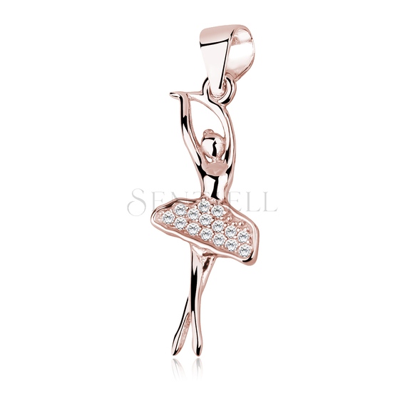 Silver (925) rose gold-plated ballerina pendant with zirconia